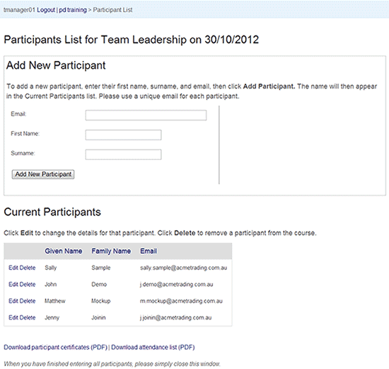 In-house invite participants
