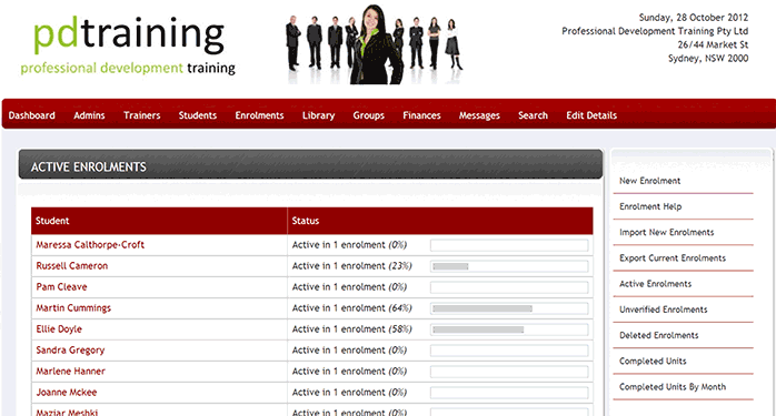 elearning portal screenshot