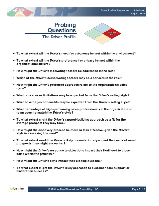 Sales Profile Probing Questions